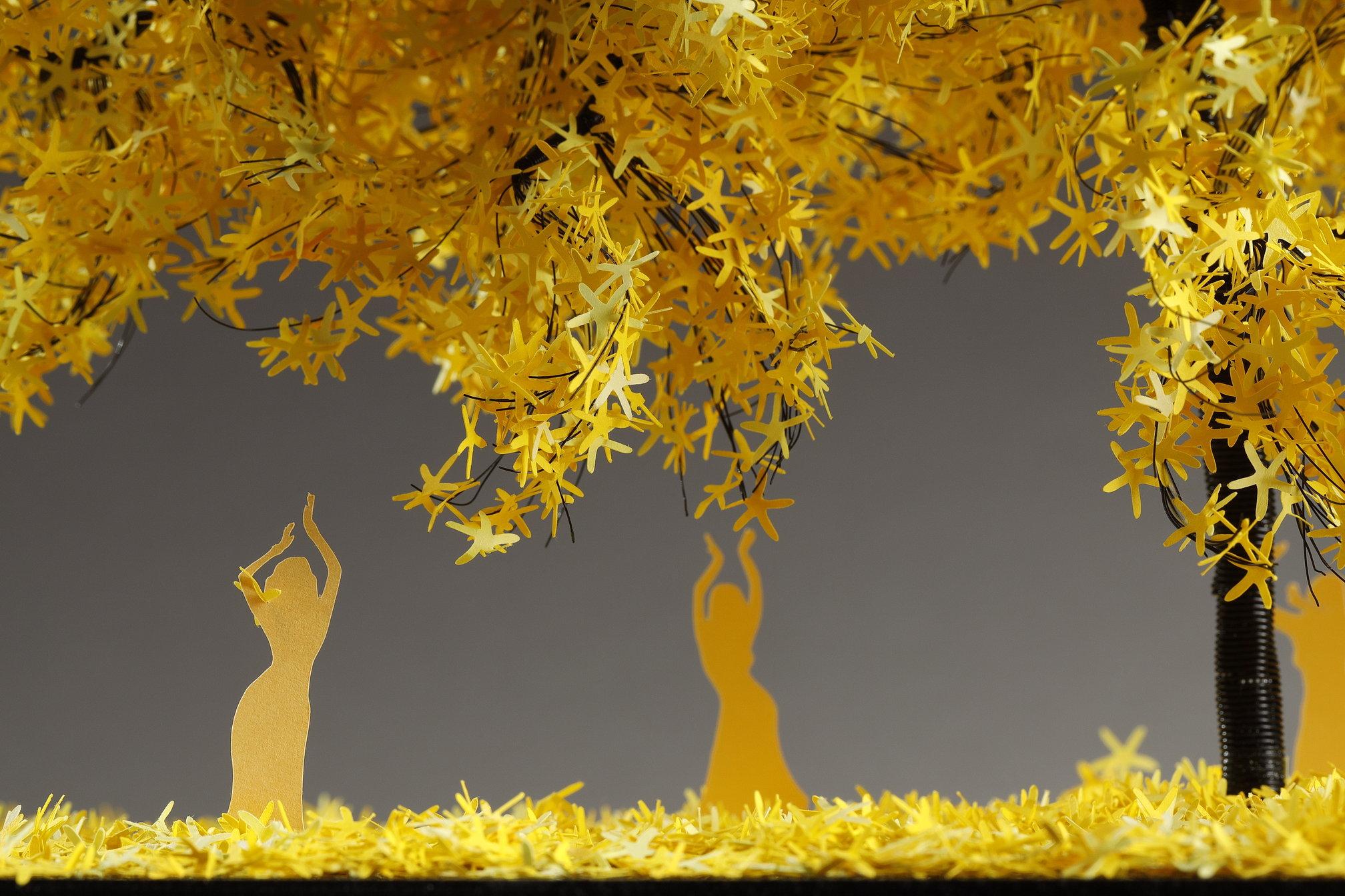 Metal and paper creation by Lebanese artist Nayla Tabet, Yellow Tree For Sale 11
