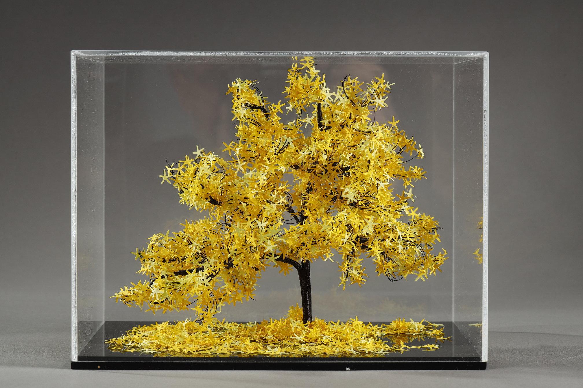 Metal and paper creation by Lebanese artist Nayla Tabet, Yellow Tree For Sale 11