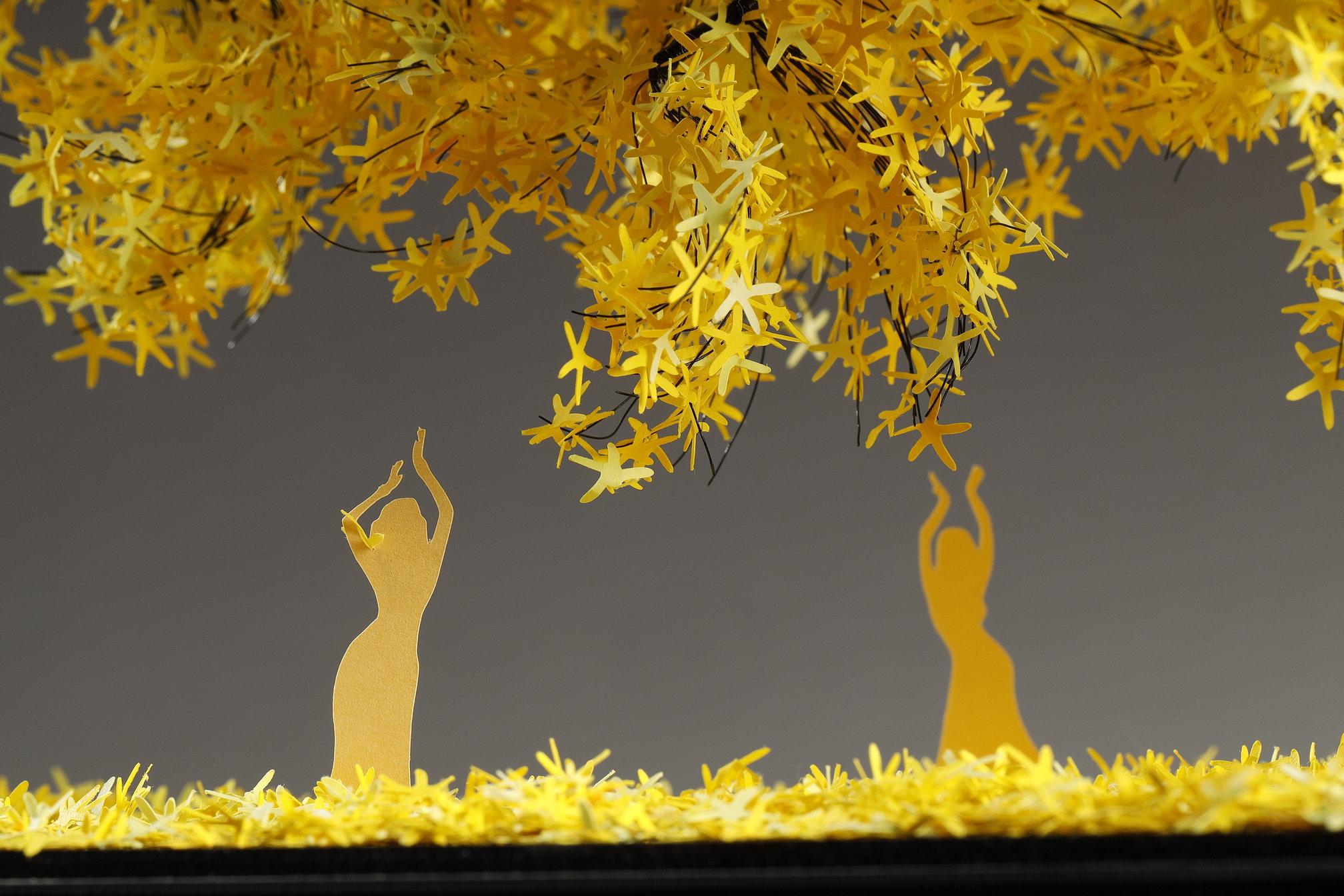 Metal and paper creation by Lebanese artist Nayla Tabet, Yellow Tree For Sale 12