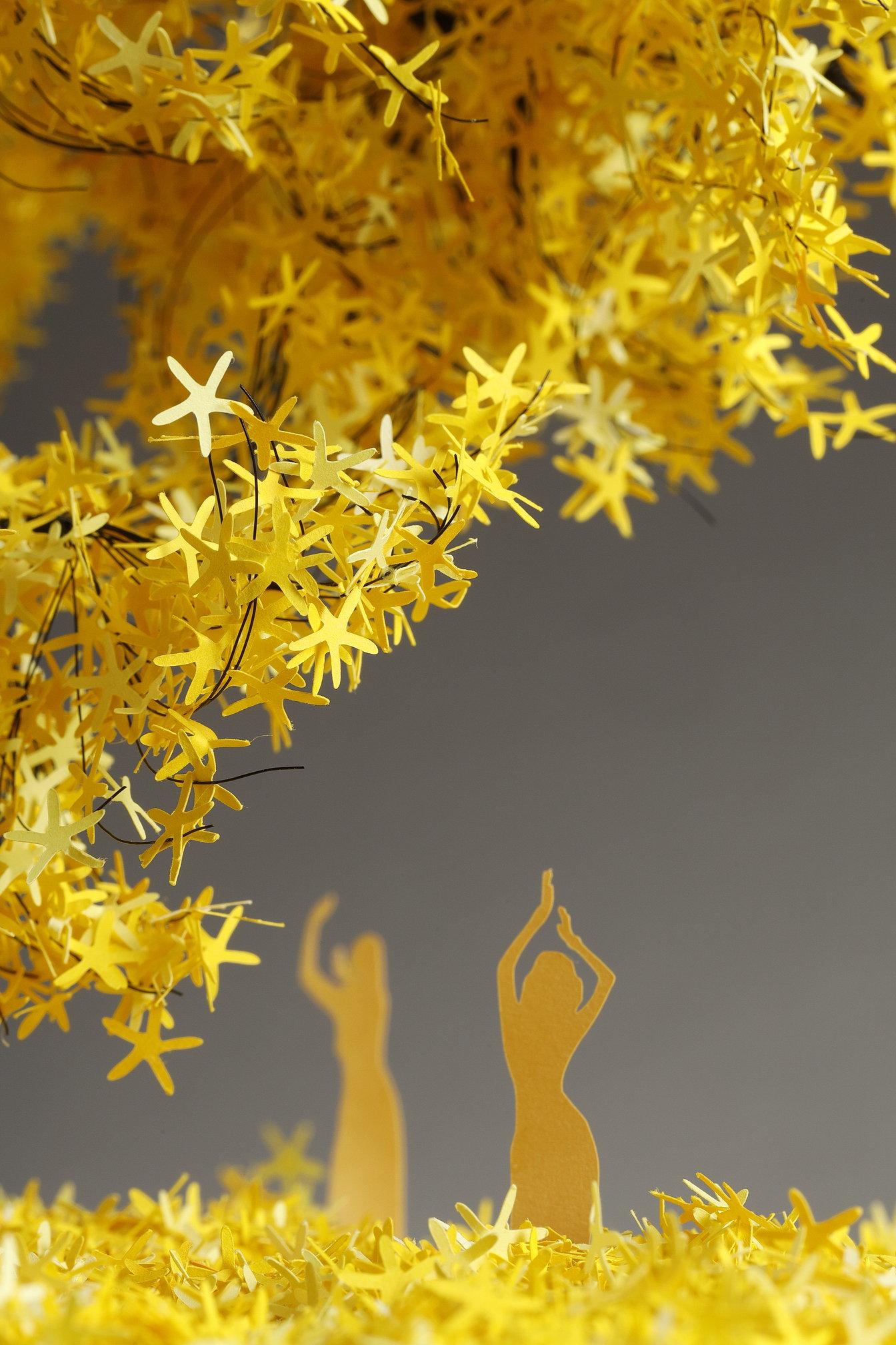 Metal and paper creation by Lebanese artist Nayla Tabet, Yellow Tree For Sale 13