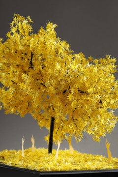 Metal and paper creation by Lebanese artist Nayla Tabet, Yellow Tree