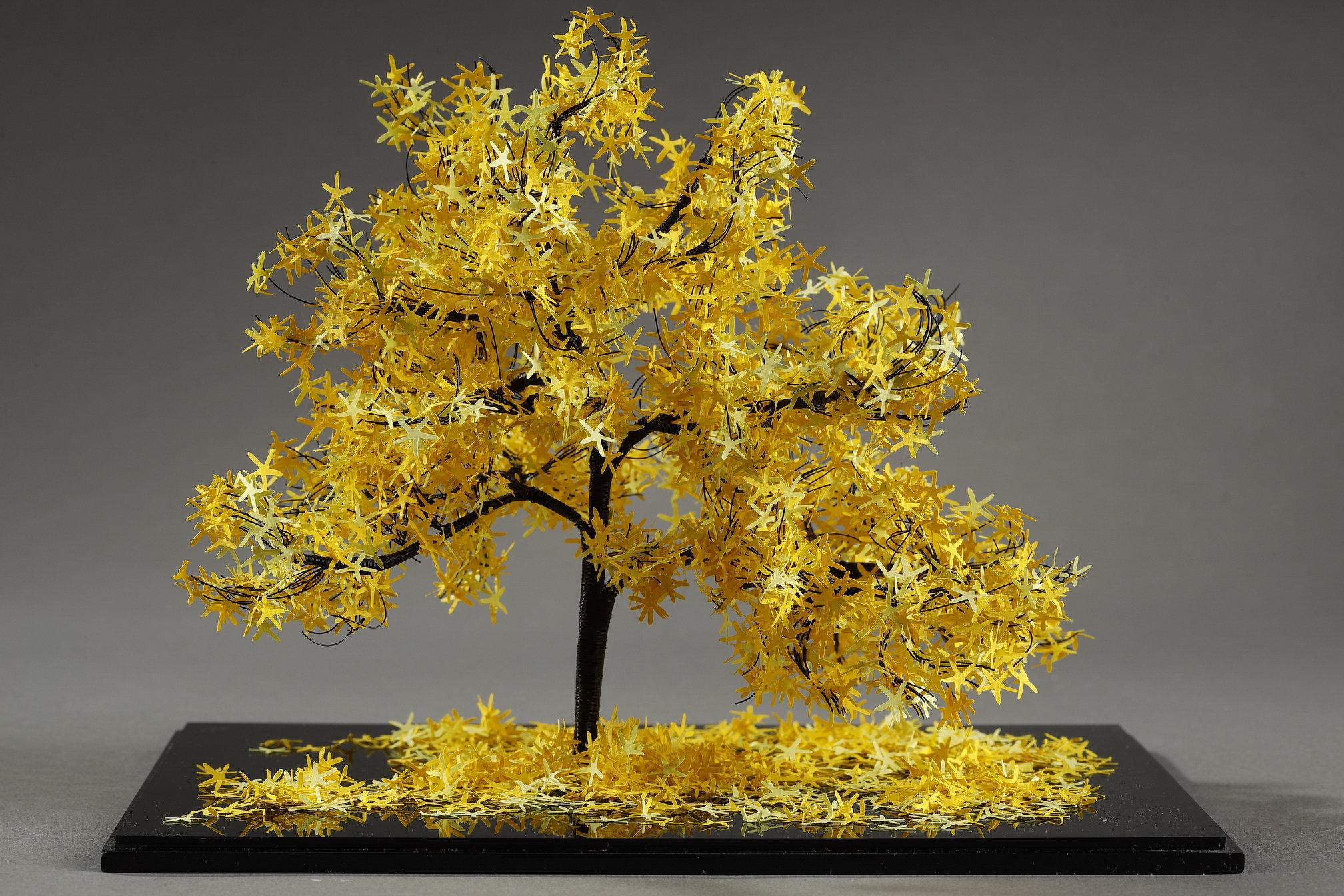 Metal and paper creation by Lebanese artist Nayla Tabet, Yellow Tree For Sale 3