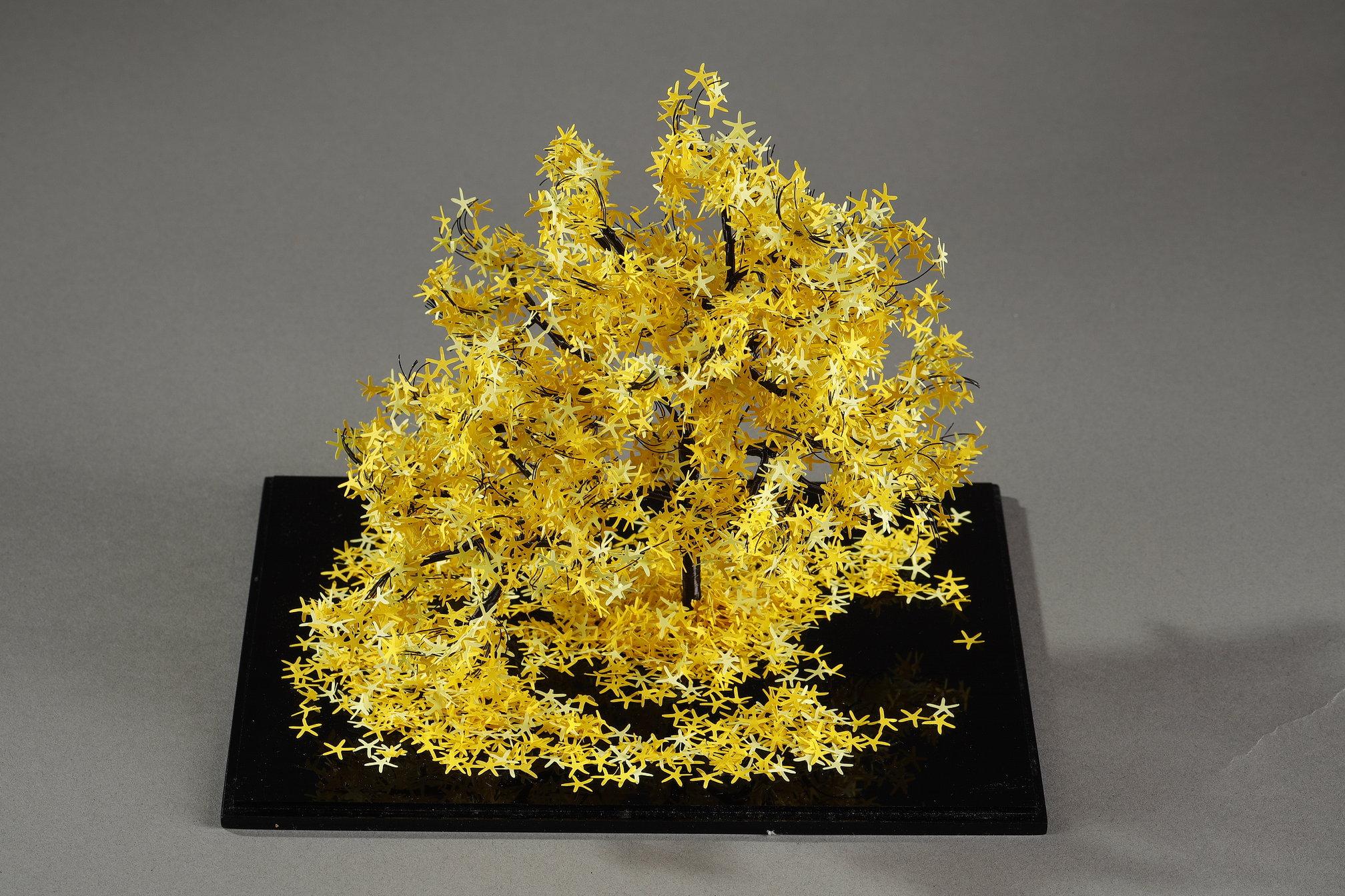 Metal and paper creation by Lebanese artist Nayla Tabet, Yellow Tree For Sale 4