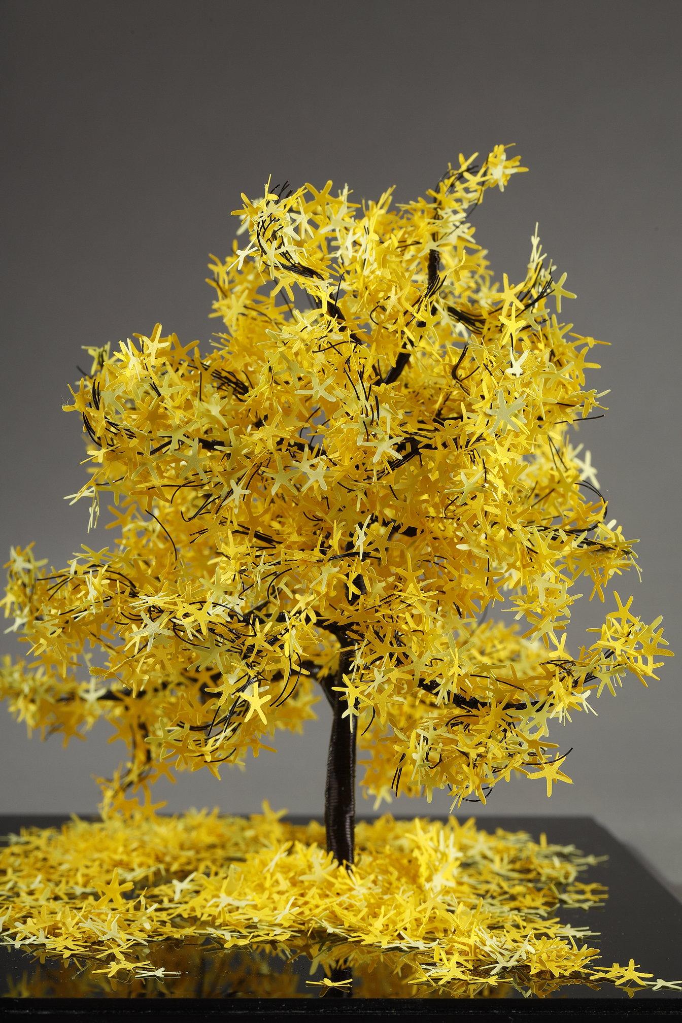 Metal and paper creation by Lebanese artist Nayla Tabet, Yellow Tree For Sale 5