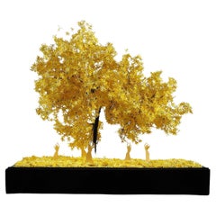 Metal and paper creation by Lebanese artist Nayla Tabet, Yellow Tree