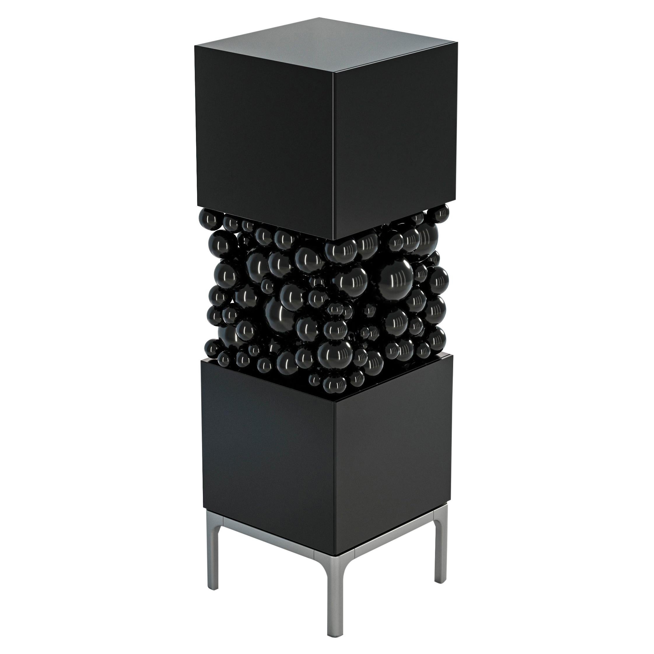 Metal and Plywood Black Cabinet, Bubbles Collection, Amazing Emotional Design