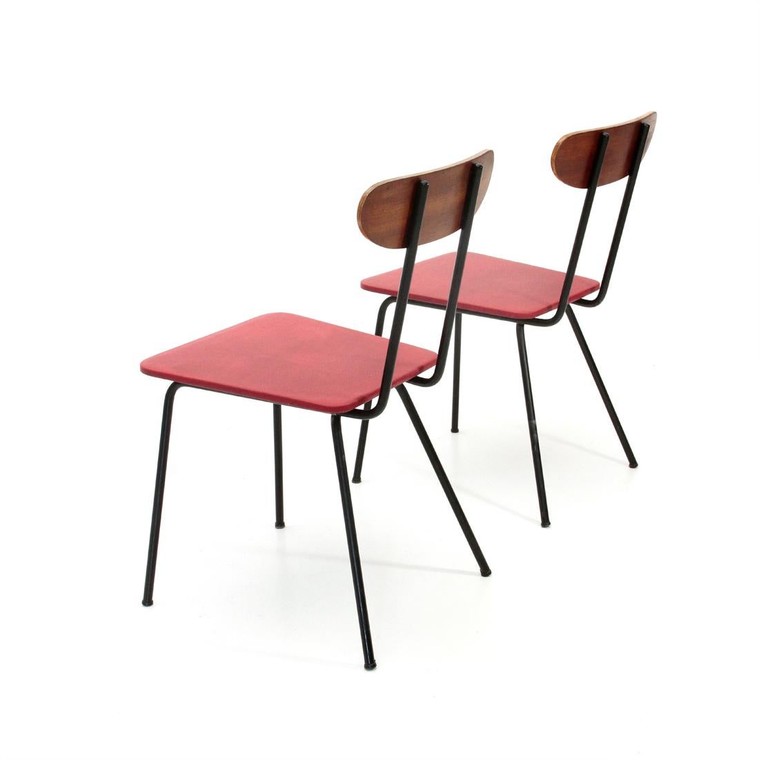 Metal and Plywood Chair, 1950s, Set of Two In Good Condition In Savona, IT