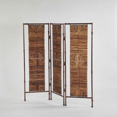 Metal and Rattan Screen or Room Divider from England