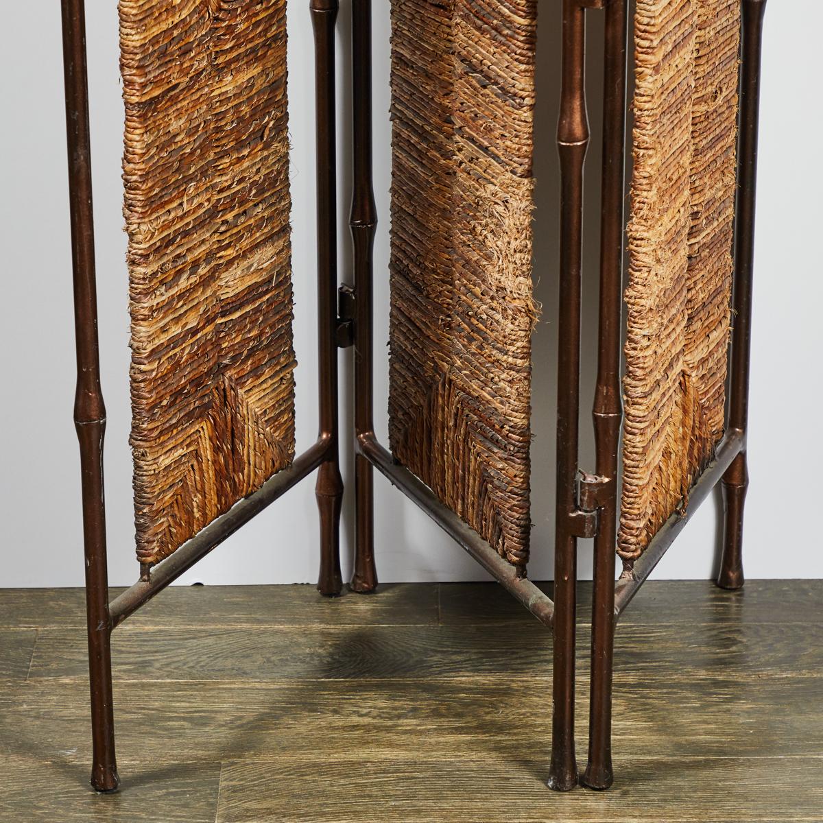 Edwardian Metal and Rattan Screen or Room Divider from England For Sale