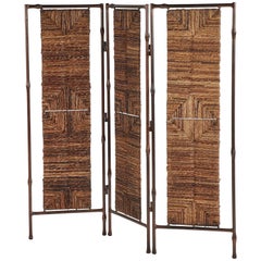 Metal and Rattan Screen or Room Divider from England