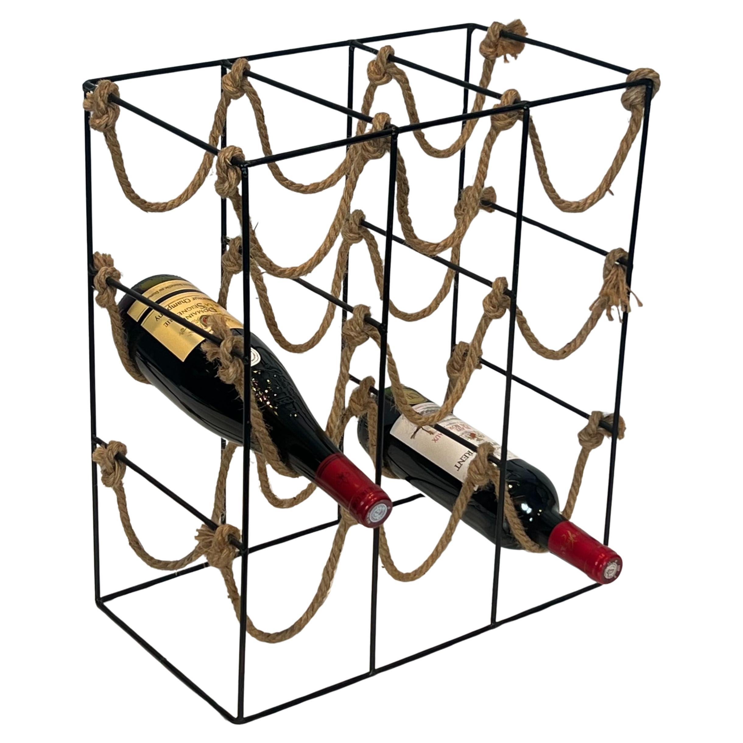 Metal and Rope Bottles Holder For Sale