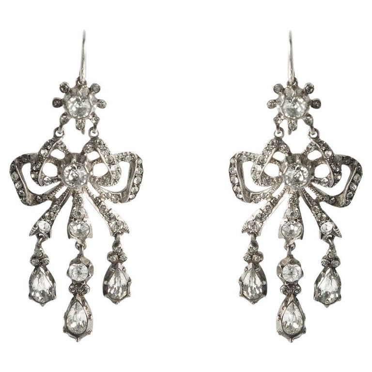 Metal And Silver Earrings With 1930, Vintage Brass Chandelier Earrings Uk