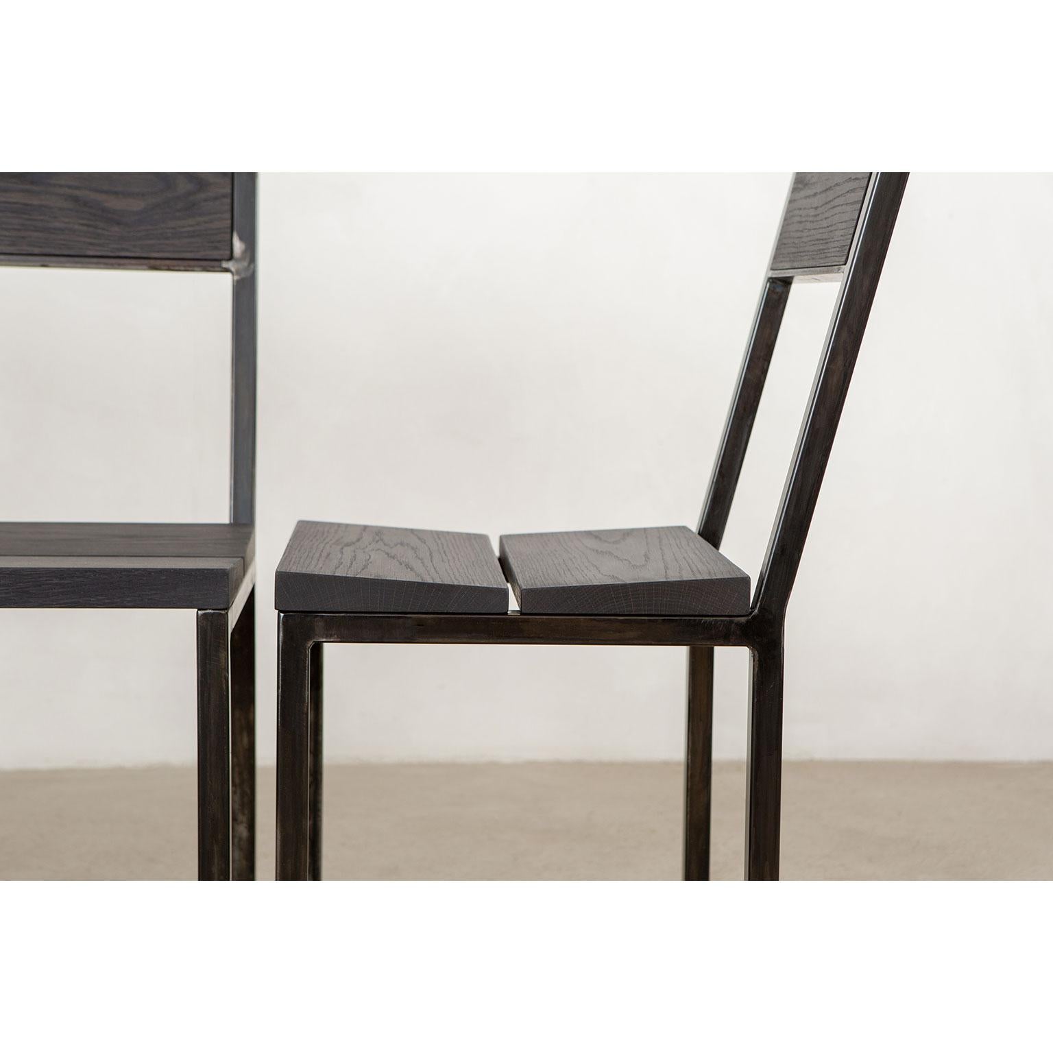 Moderner Stuhl „Vista“ aus Metall und Massivholz im Angebot 1