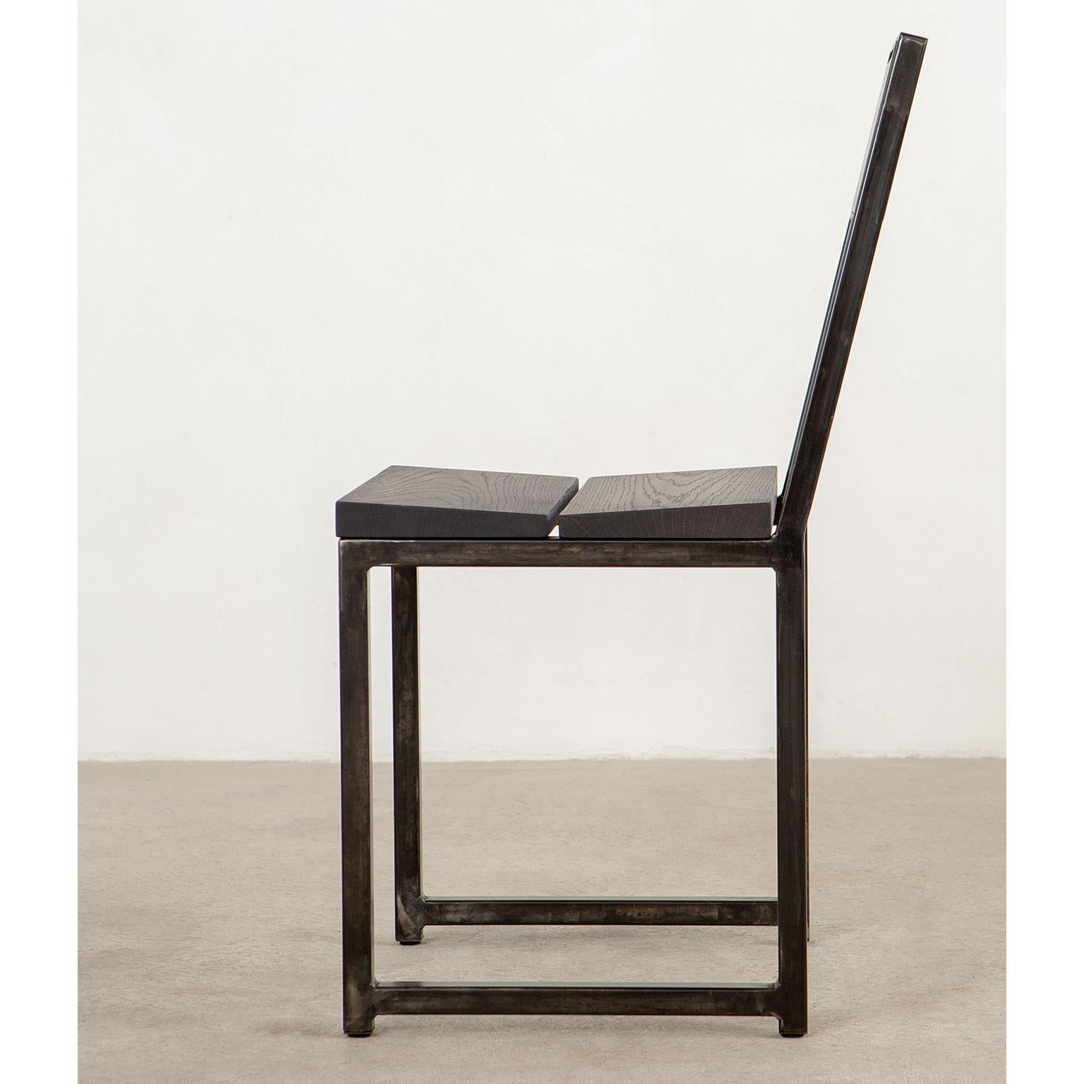 Moderner Stuhl „Vista“ aus Metall und Massivholz im Angebot 2