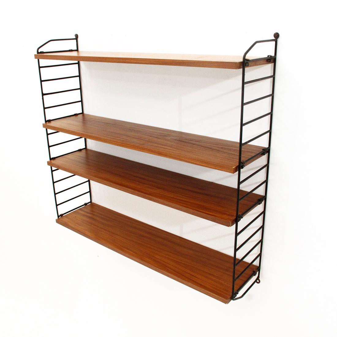 Metal and Teak Shelving Unit, 1960s In Good Condition In Savona, IT