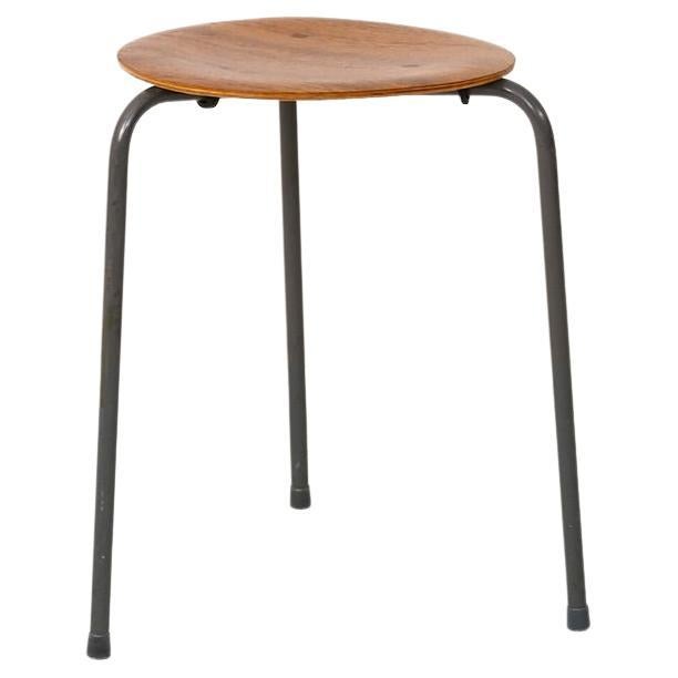 Metal and Teak Stool For Sale