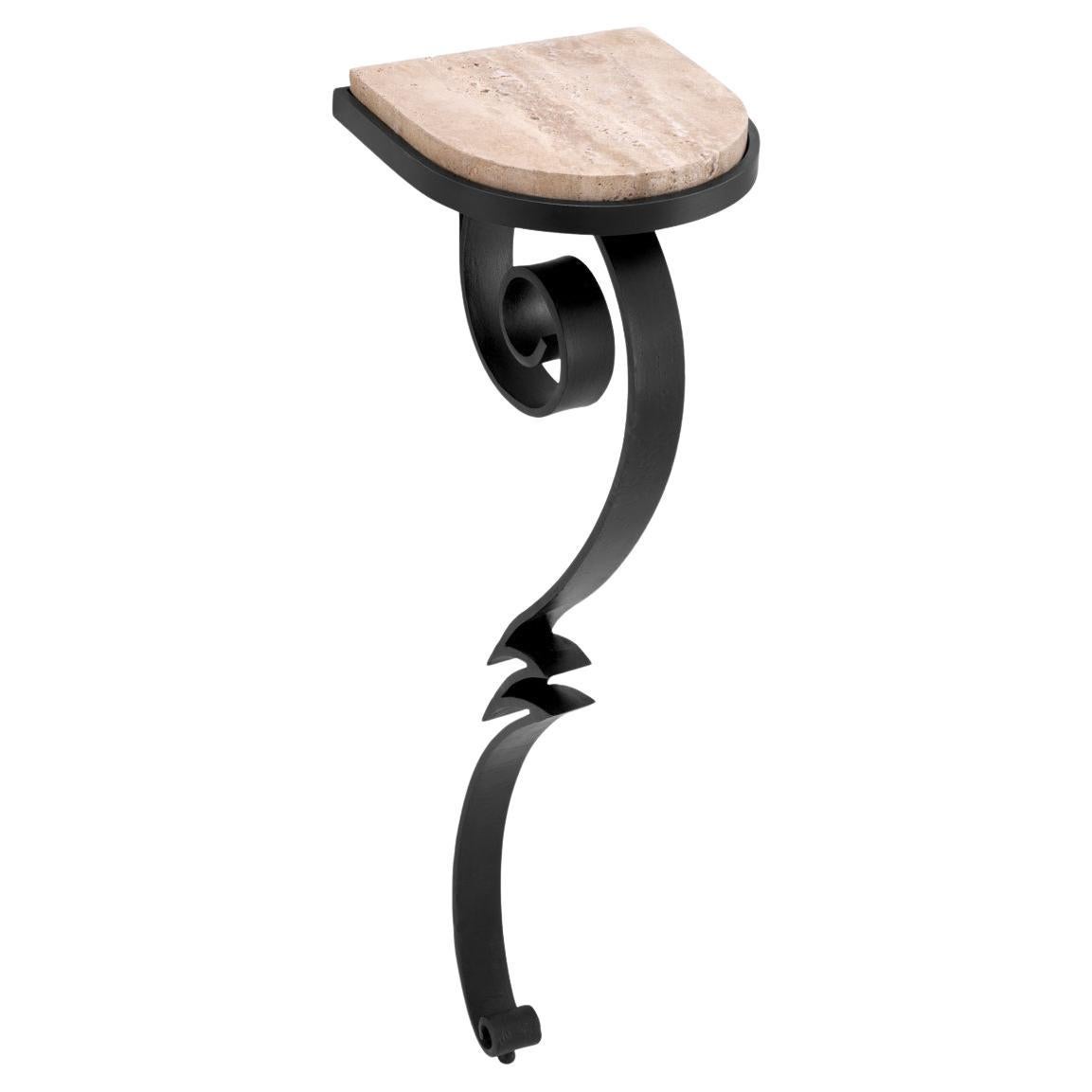 Metal and Travertine Wall-mounted Console Table