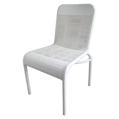 Metal And White Braided Resin Outdoor Chair