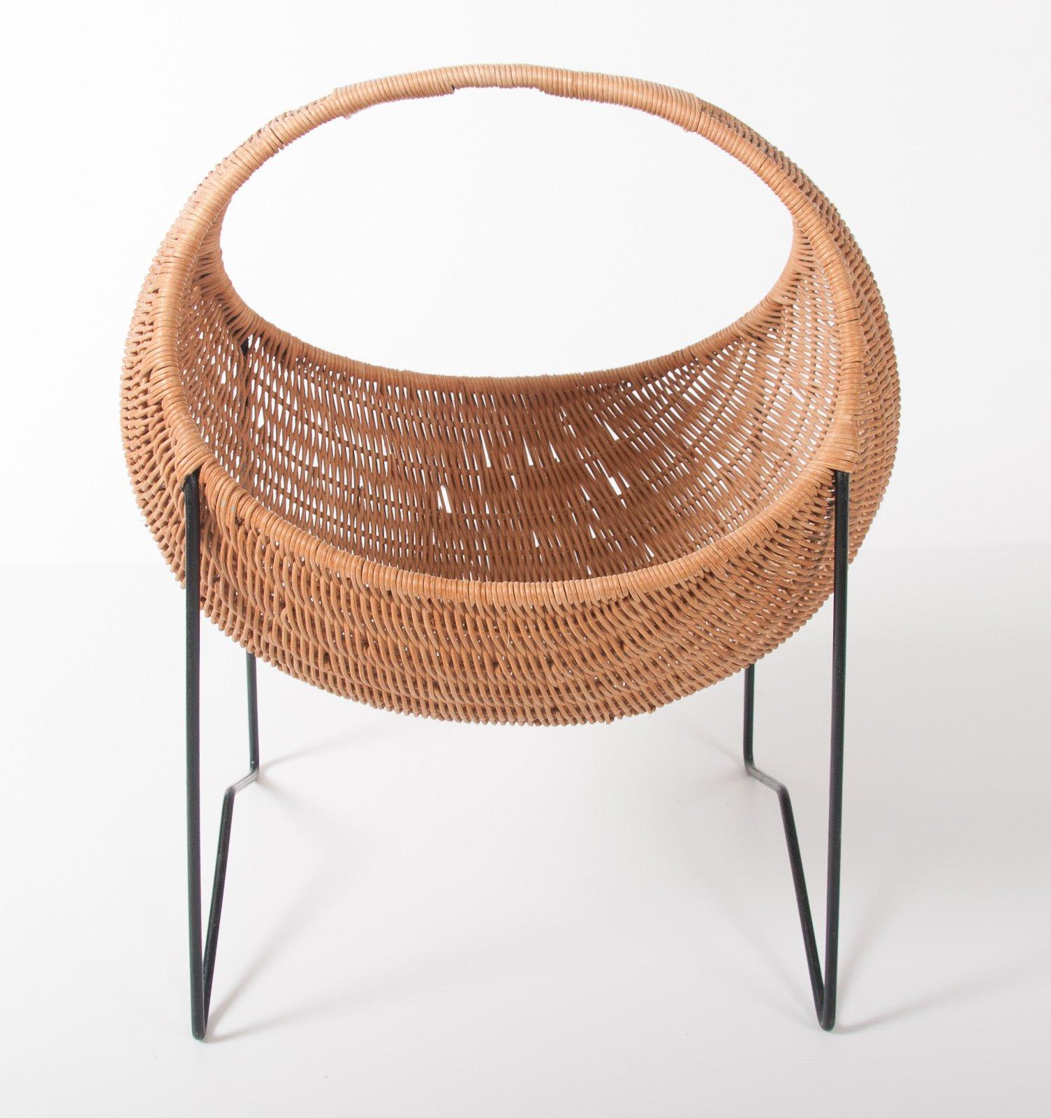 European Metal and Wicker magazine basket