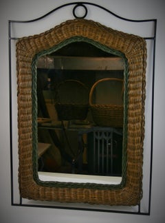 Metal and Wicker Mirror
