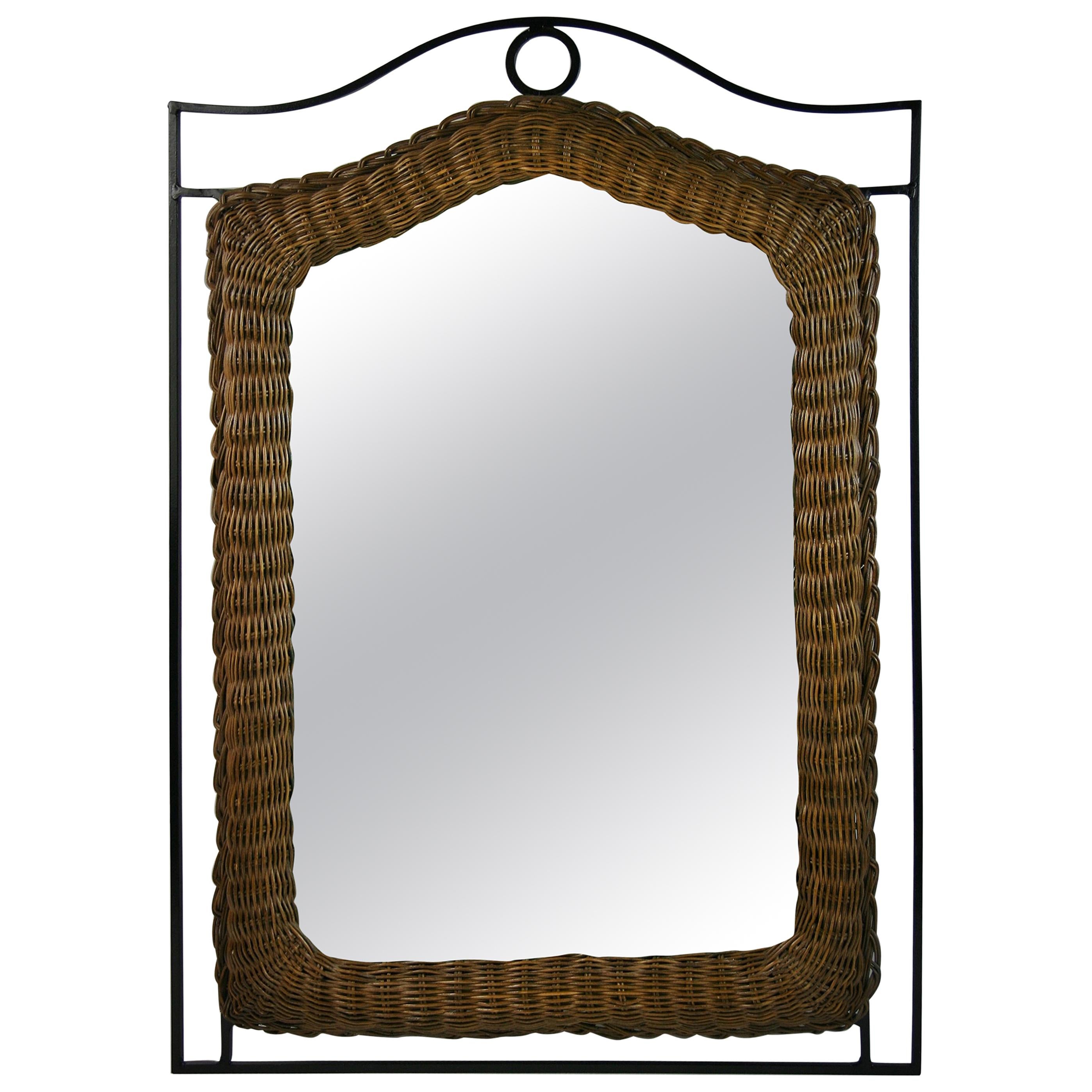 Metal and Wicker Mirror