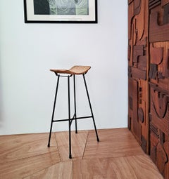 Metal and Wicker Stools, 1950