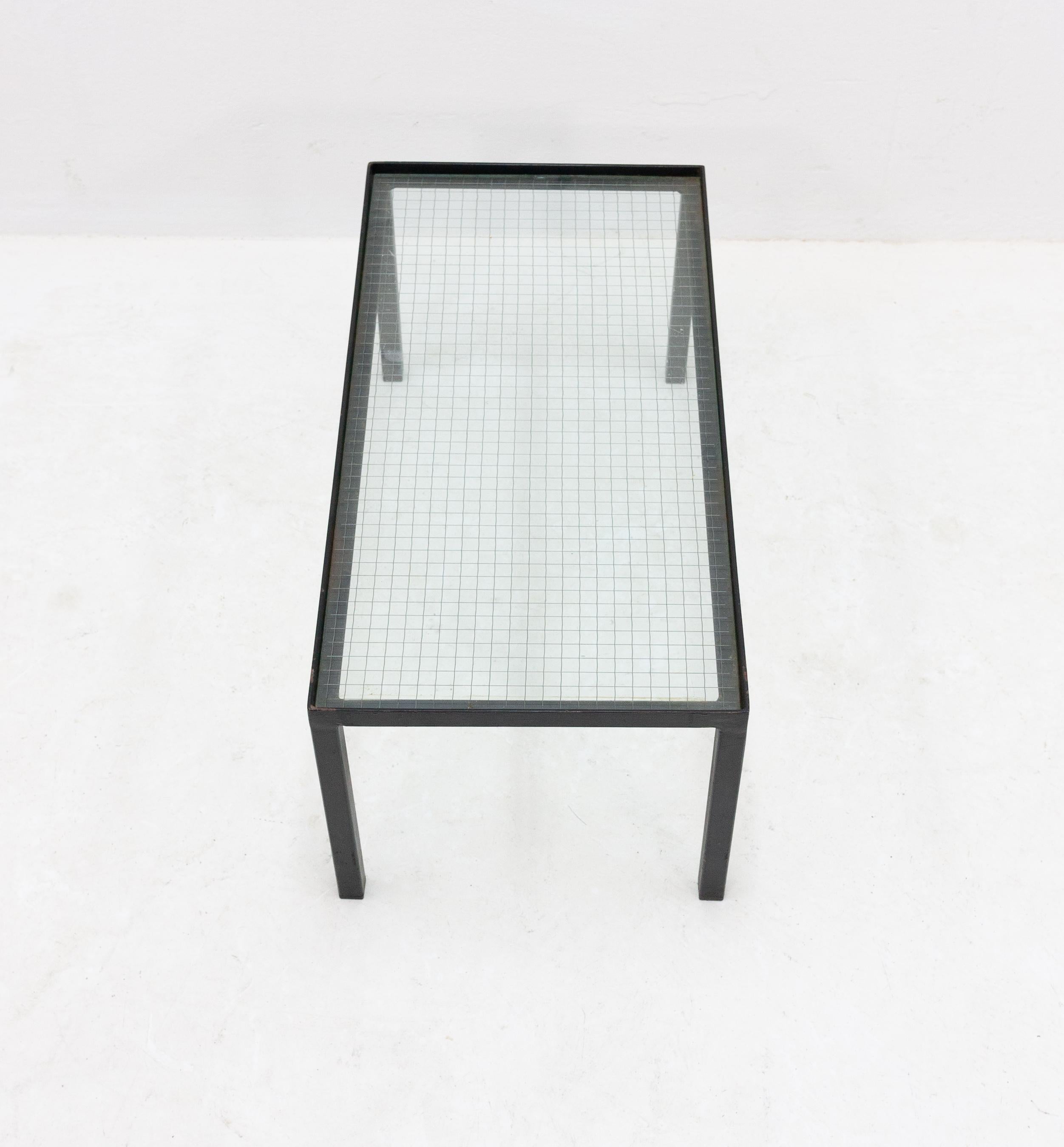 Dutch Metal and Wire Glass Side Table, 1950s