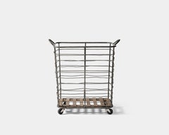 Metal and Wood Cart/Rolling Basket, France, c. 1950