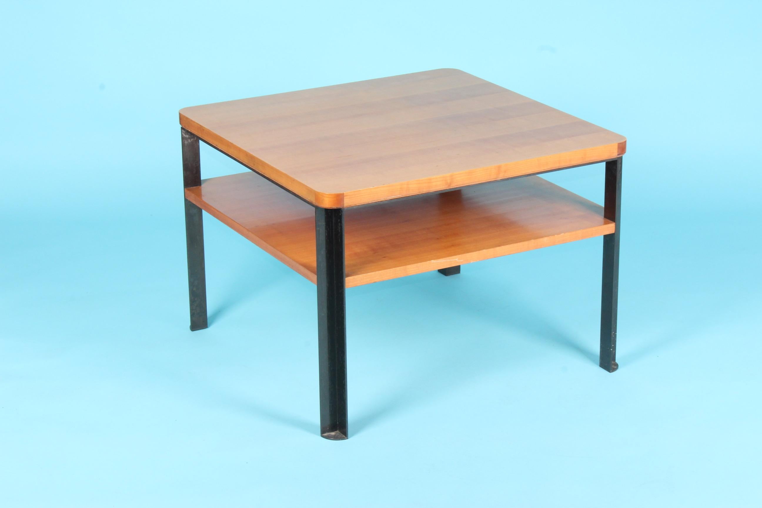 Metal and wood coffee table.