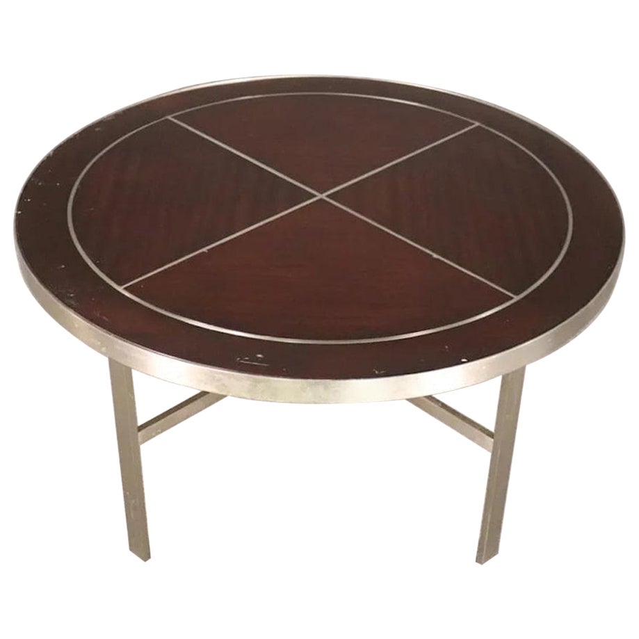 Mesa baja de metal y madera