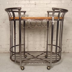 Metal and Wood Rolling Bar Cart