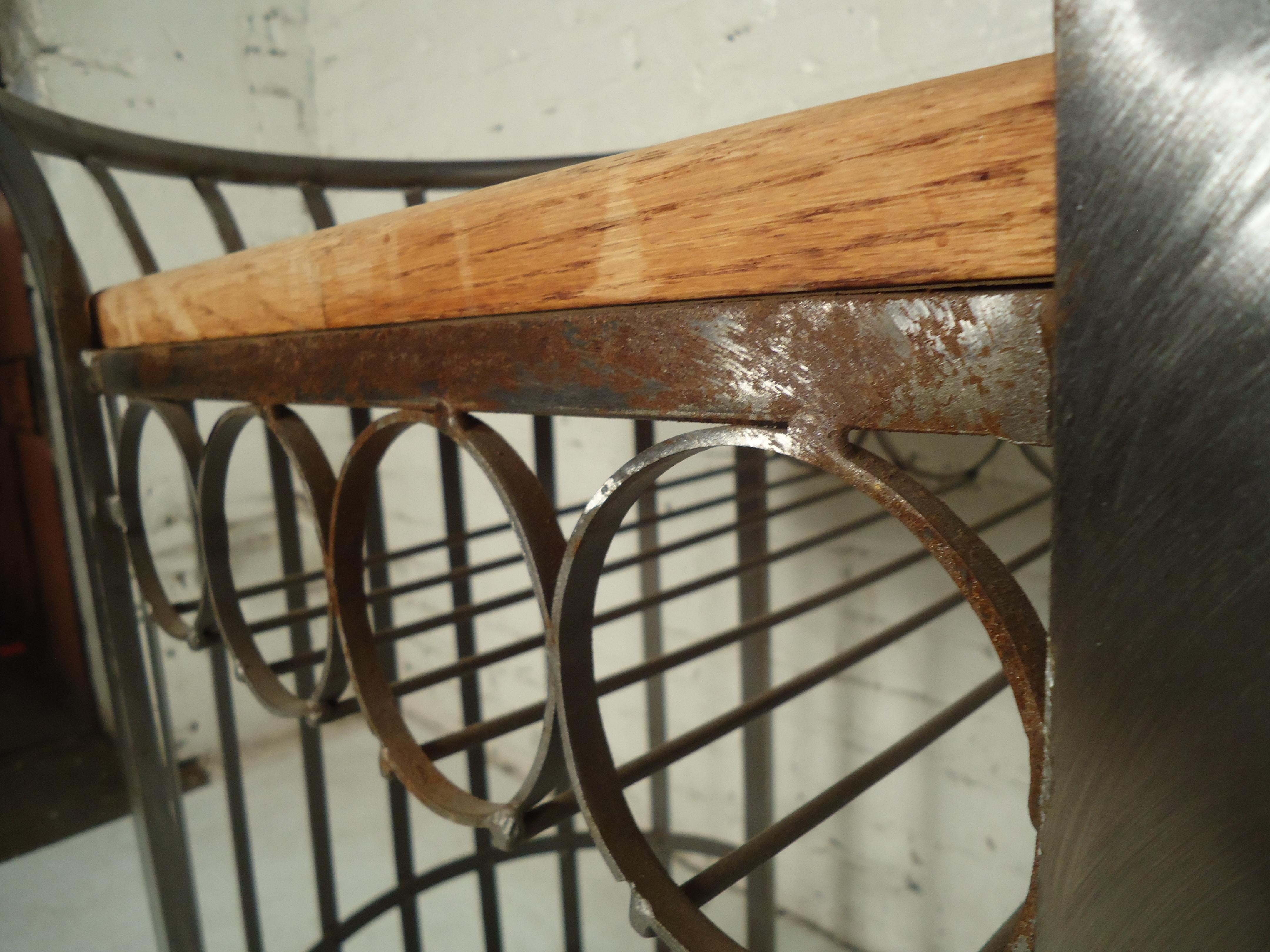 20th Century Metal and Wood Rolling Bar Cart For Sale
