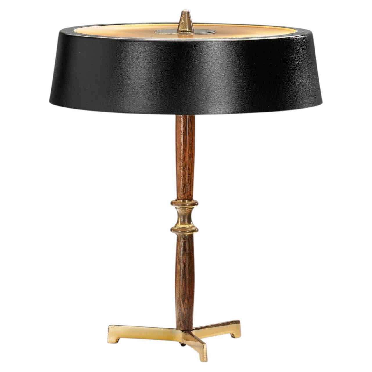Metal and Wood Tripod Table Lamp, Europe ca 1960s For Sale