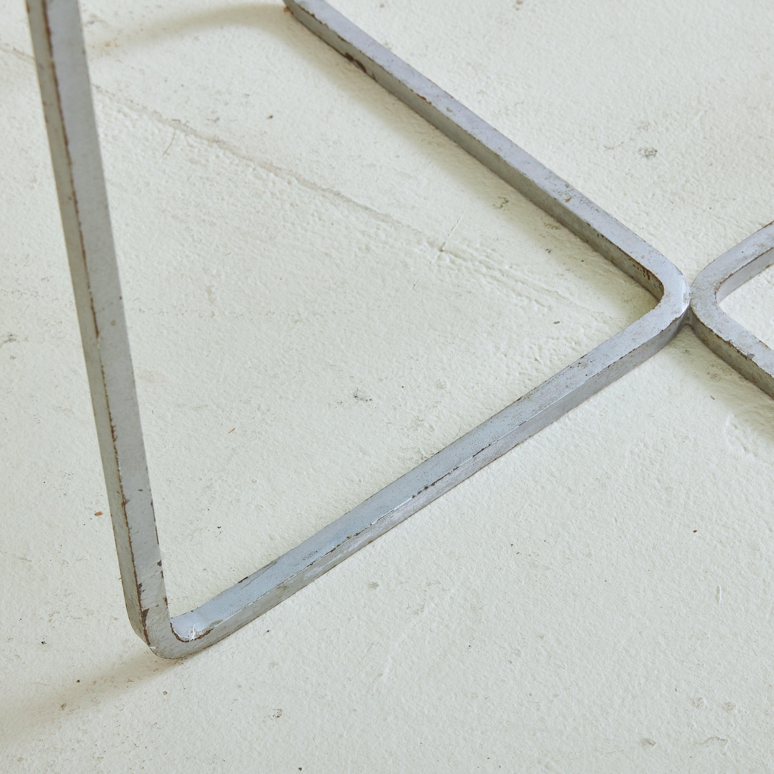 Metal + Aqua Glass Top Square Side Table, France 1960s For Sale 5