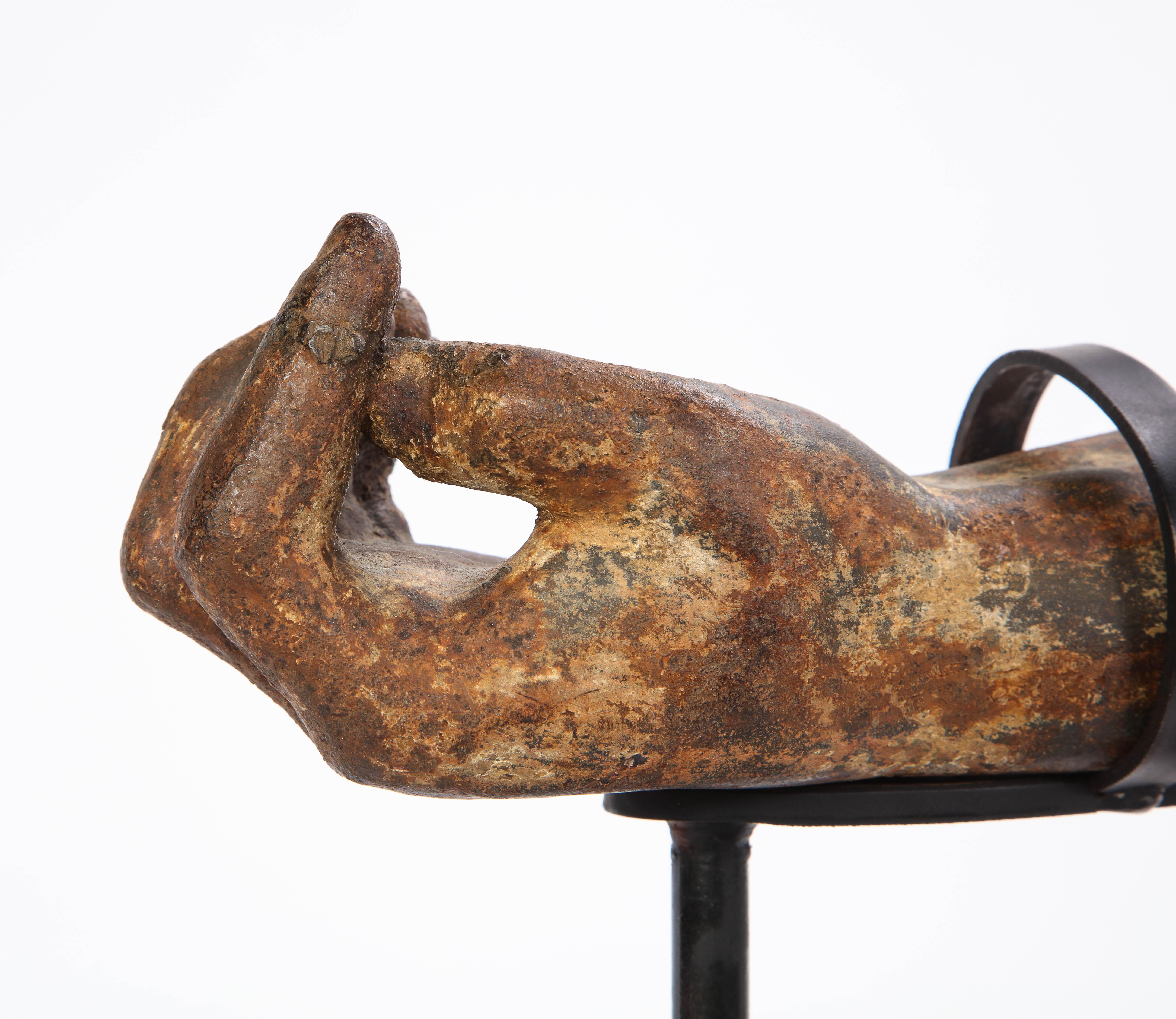 Metal Arm Fragment on Metal Stand, 20th Century In Good Condition In New York, NY