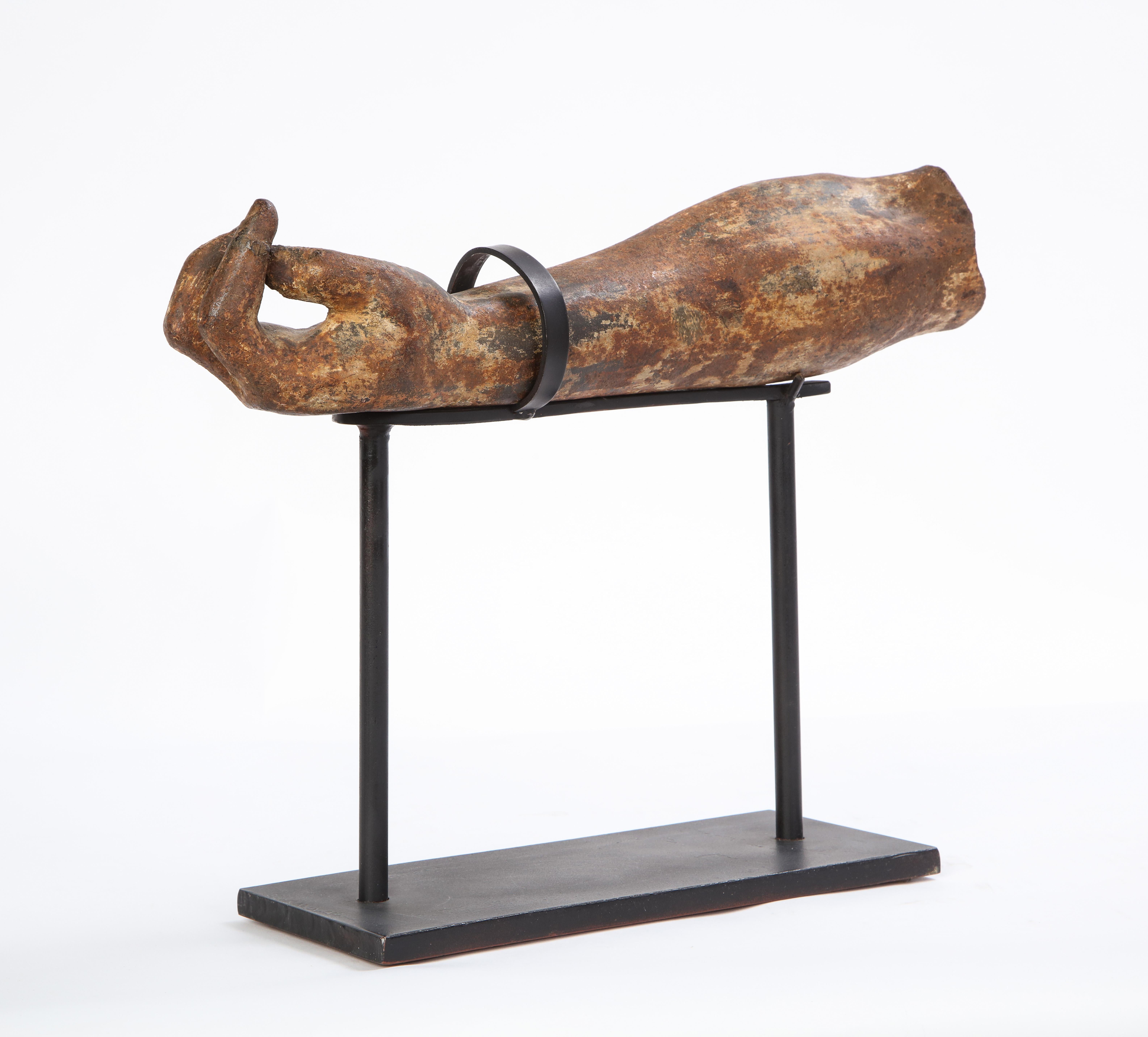 Metal Arm Fragment on Metal Stand, 20th Century 1