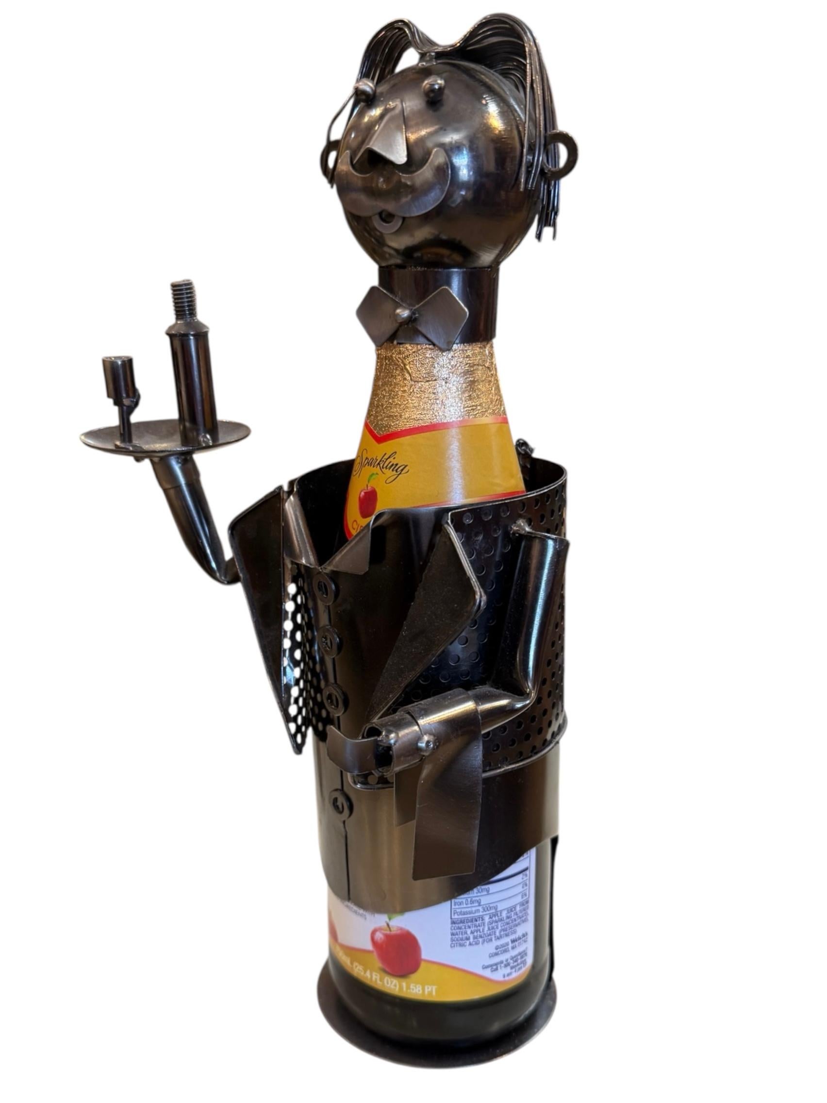 American Metal Art Wine Bottle Holder For Sale