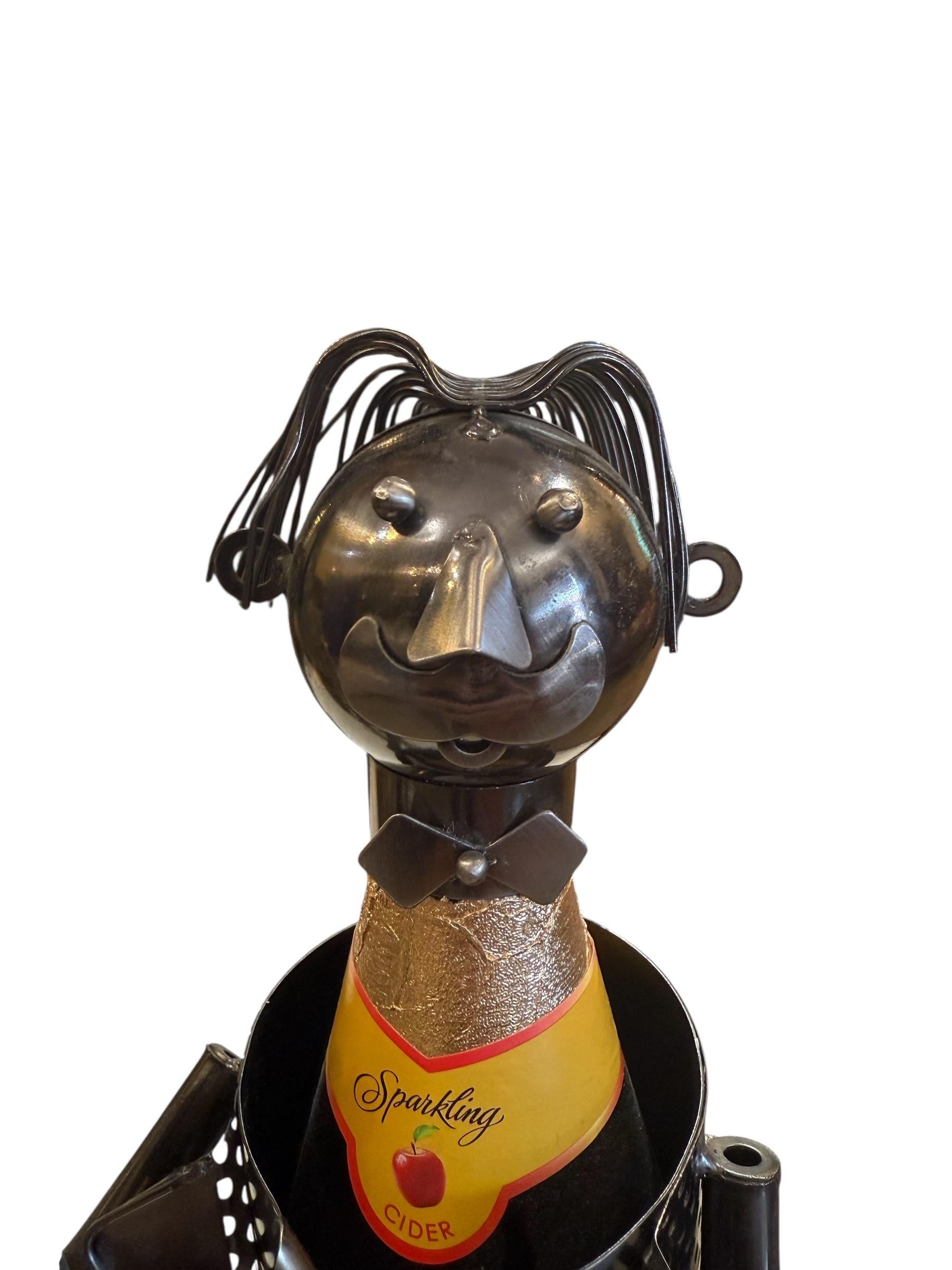 20th Century Metal Art Wine Bottle Holder For Sale