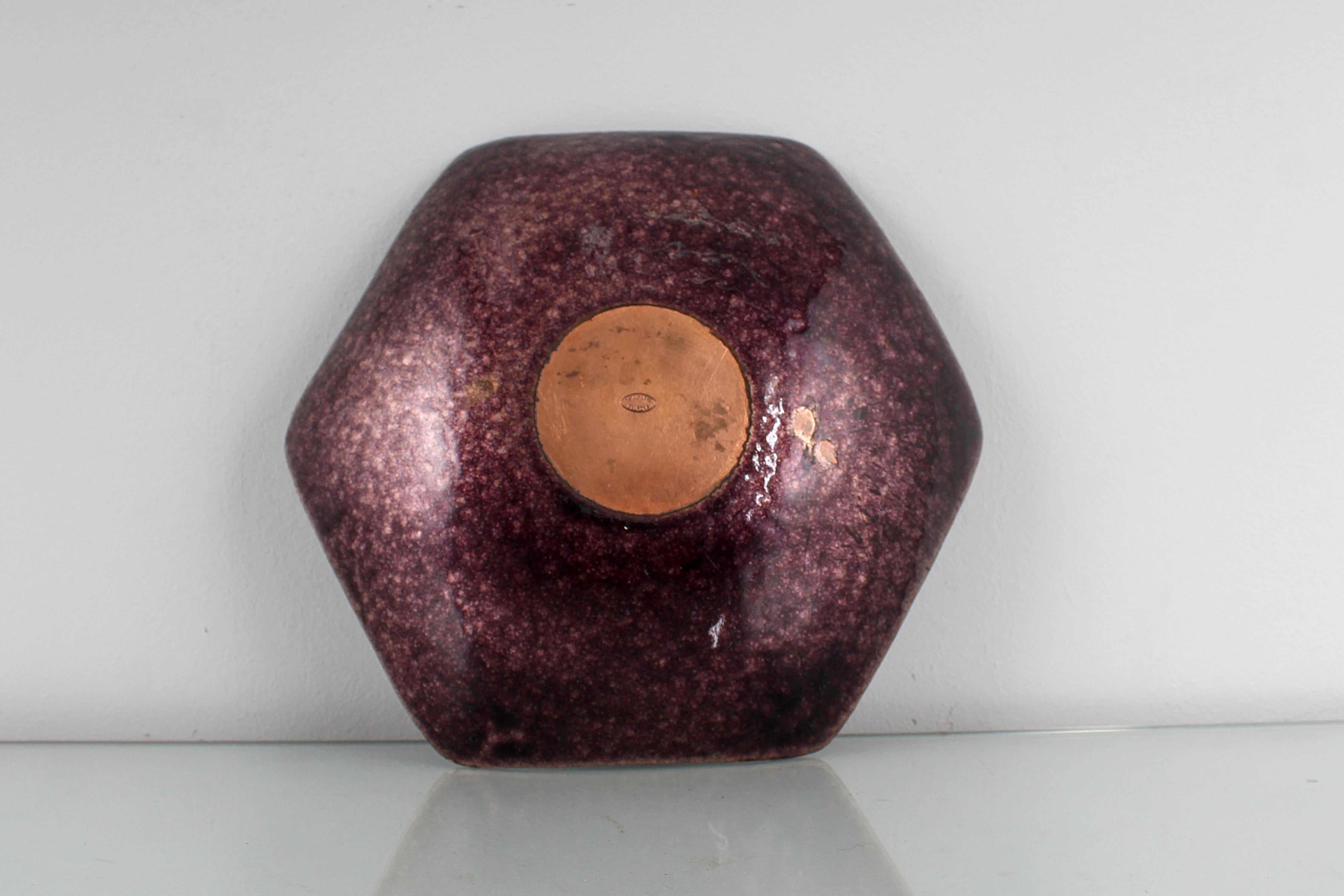 De Poli Style Metal Arte Copper Centerpiece Bowl Polychrome Enamels, Italy 50s For Sale 3