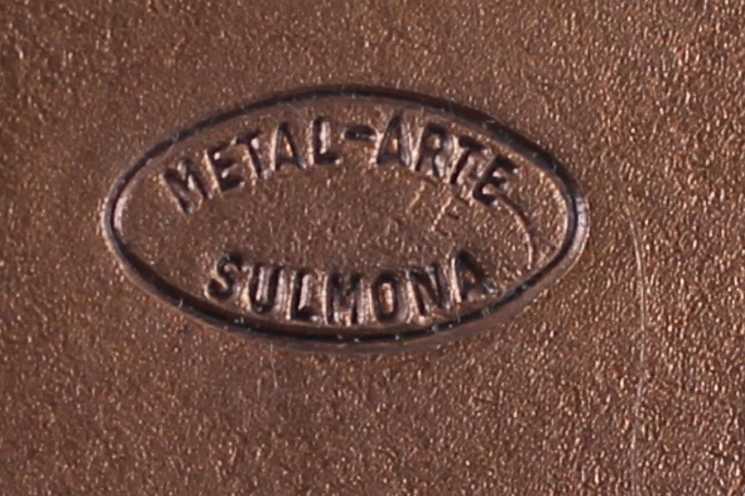 Schale aus Metall Arte-Kupfer im De Poli-Stil mit polychromen Emaillen, Italien 50er Jahre im Angebot 5