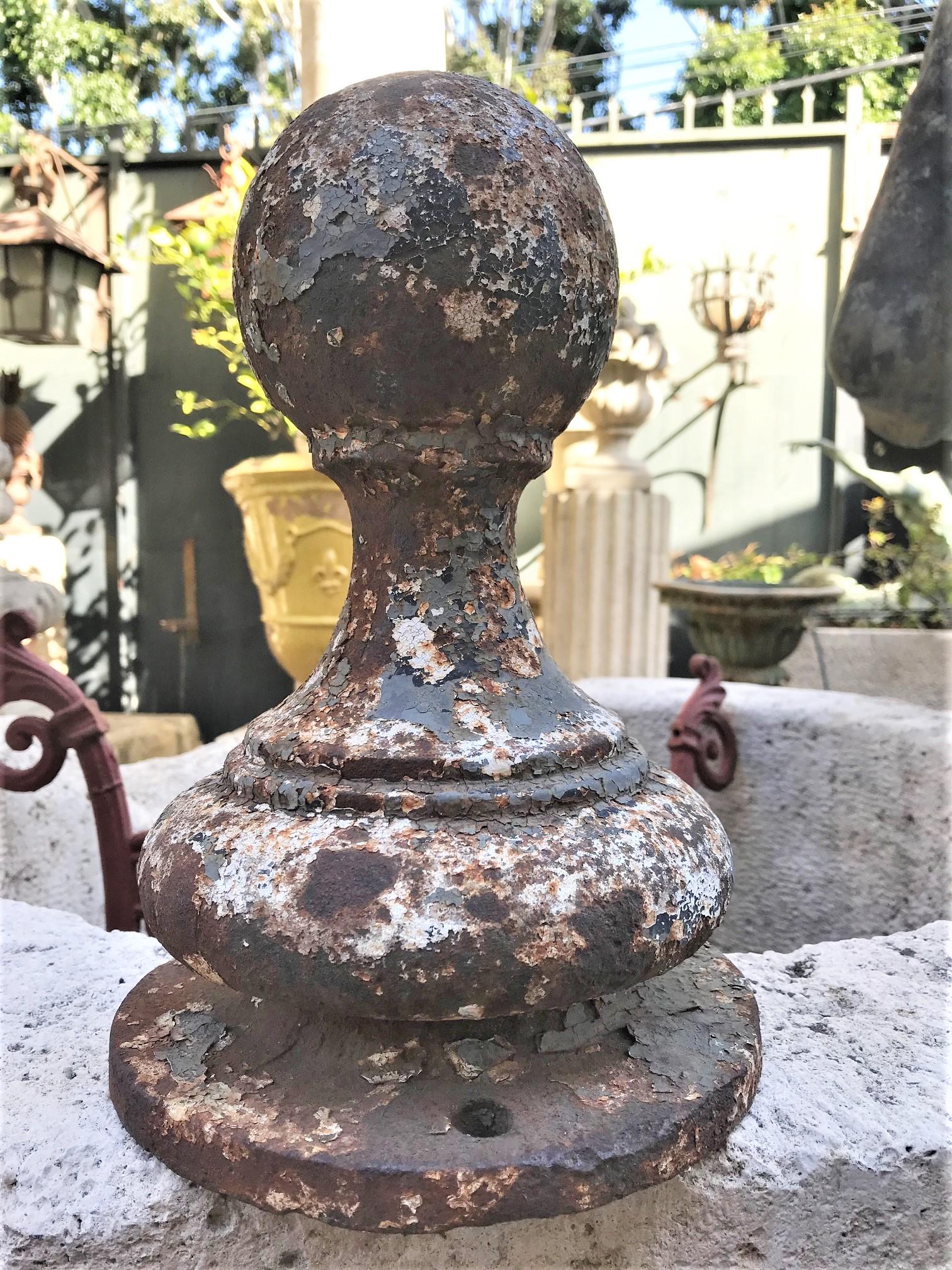 PAIR Metal Ball Finials Garden Entrance Post Round Spherical Antique Decorative For Sale 11