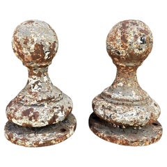 Paire de boules en métal pour poteaux d'entrée de jardin rondes sphériques antiques décoratives