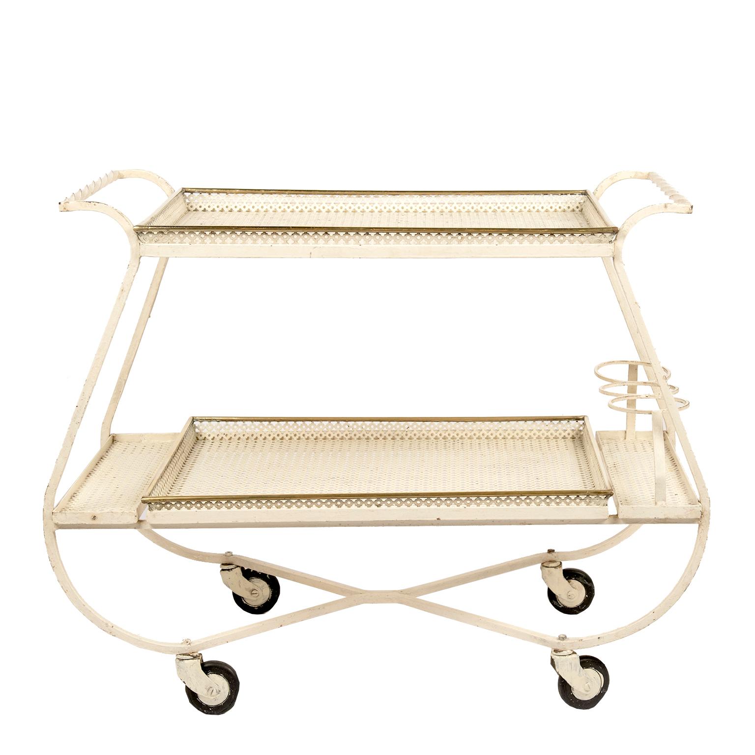 French Metal Bar Cart or Serving Table by Mathieu Matégot