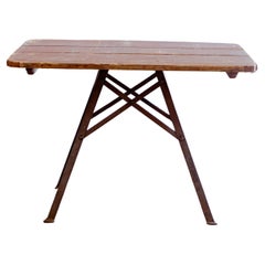 Metal Base + Painted Wood Top Industrial Table