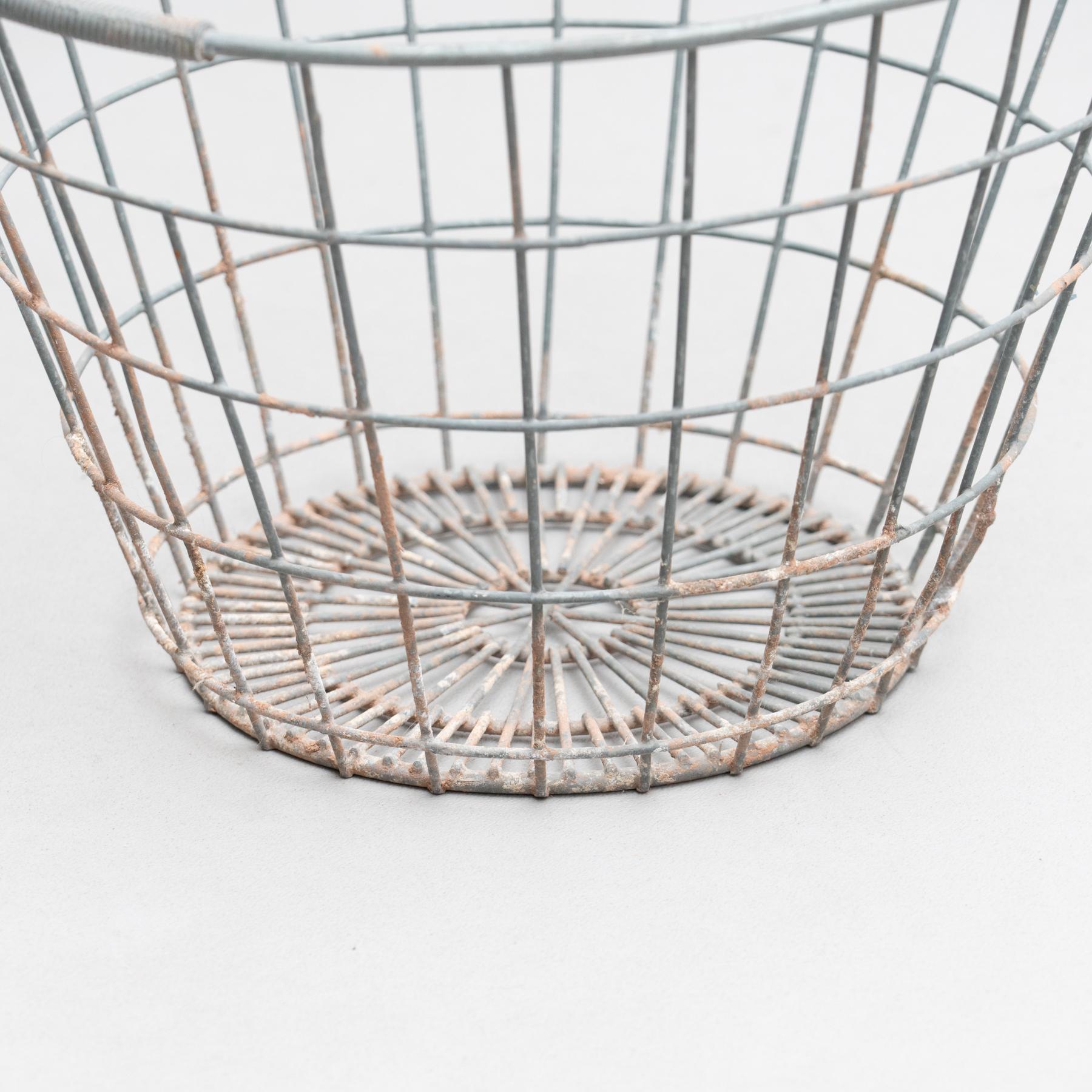 French Metal Basket, circa 1970 For Sale