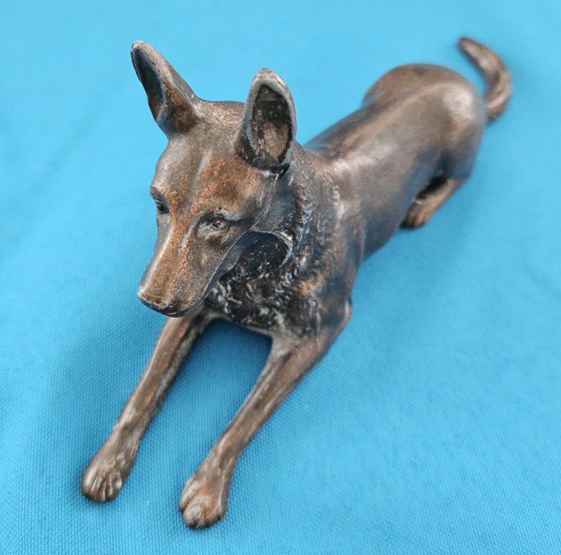 Metal Belgian Malinois or German Shepherd Dog Sculpture / Figurine, 7 inches 3