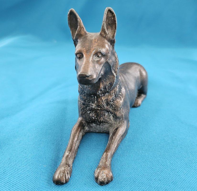 Metal Belgian Malinois or German Shepherd Dog Sculpture / Figurine, 7 inches 4