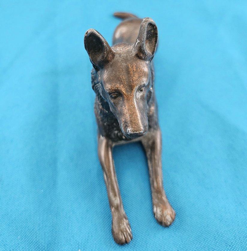 Metal Belgian Malinois or German Shepherd Dog Sculpture / Figurine, 7 inches 5