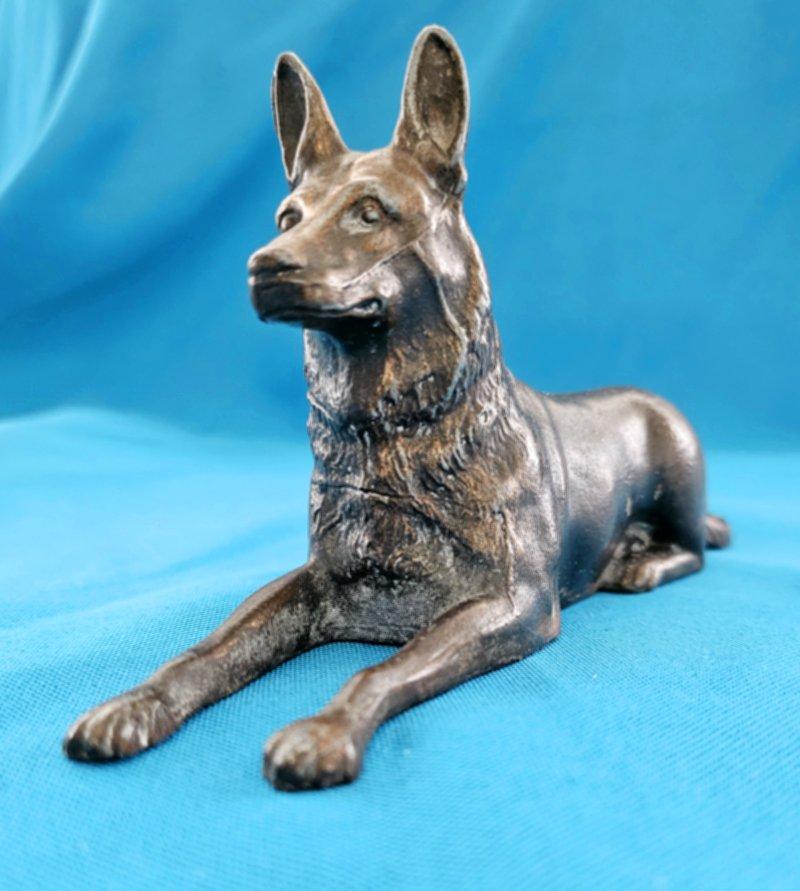 Metal Belgian Malinois or German Shepherd Dog Sculpture / Figurine, 7 inches 6