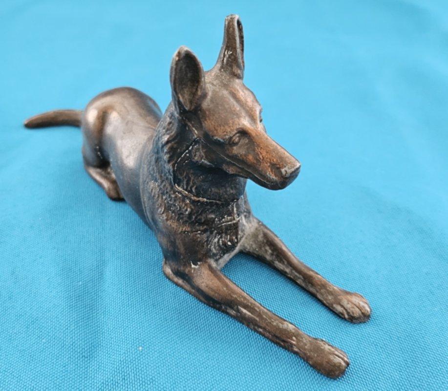 Metal Belgian Malinois or German Shepherd Dog Sculpture / Figurine, 7 inches 1